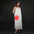 One Polka Dot Spaghetti Strap Maxi Dress - Red,Black & White