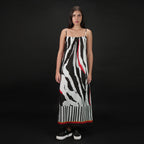 Into The Wild Zebra Print Spaghetti Strap Maxi Dress - Black & White