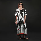 Into The Wild Zebra Print Long Kaftan Dress With Side Slit