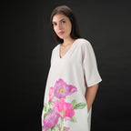 RoséA Rose Print Long Kaftan Dress