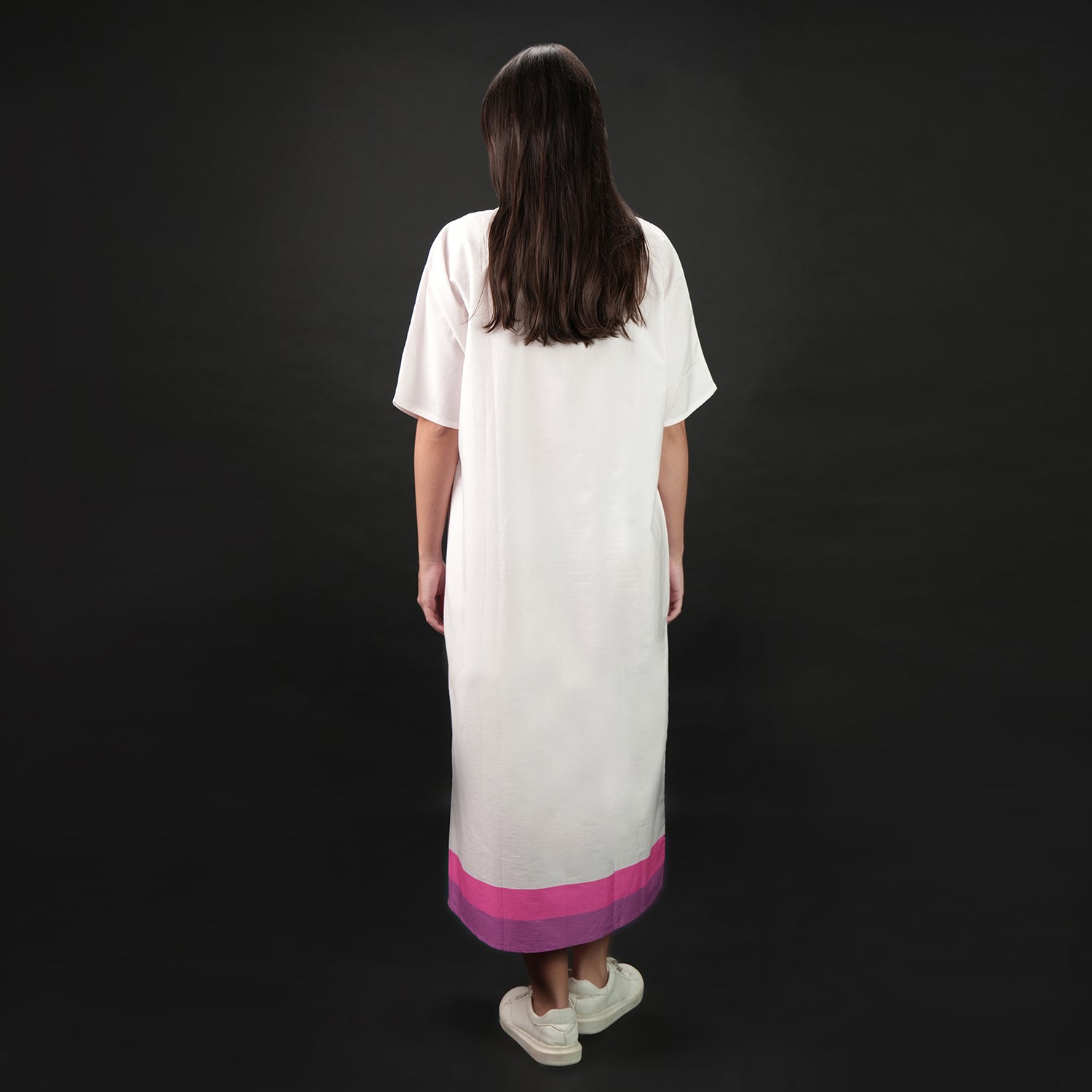 RoséA Rose Print Long Kaftan Dress