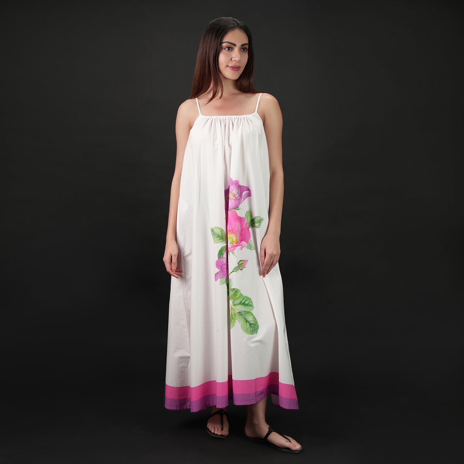 Rosé A Pink Floral Spaghetti Strap Maxi Dress - Pink & Purple