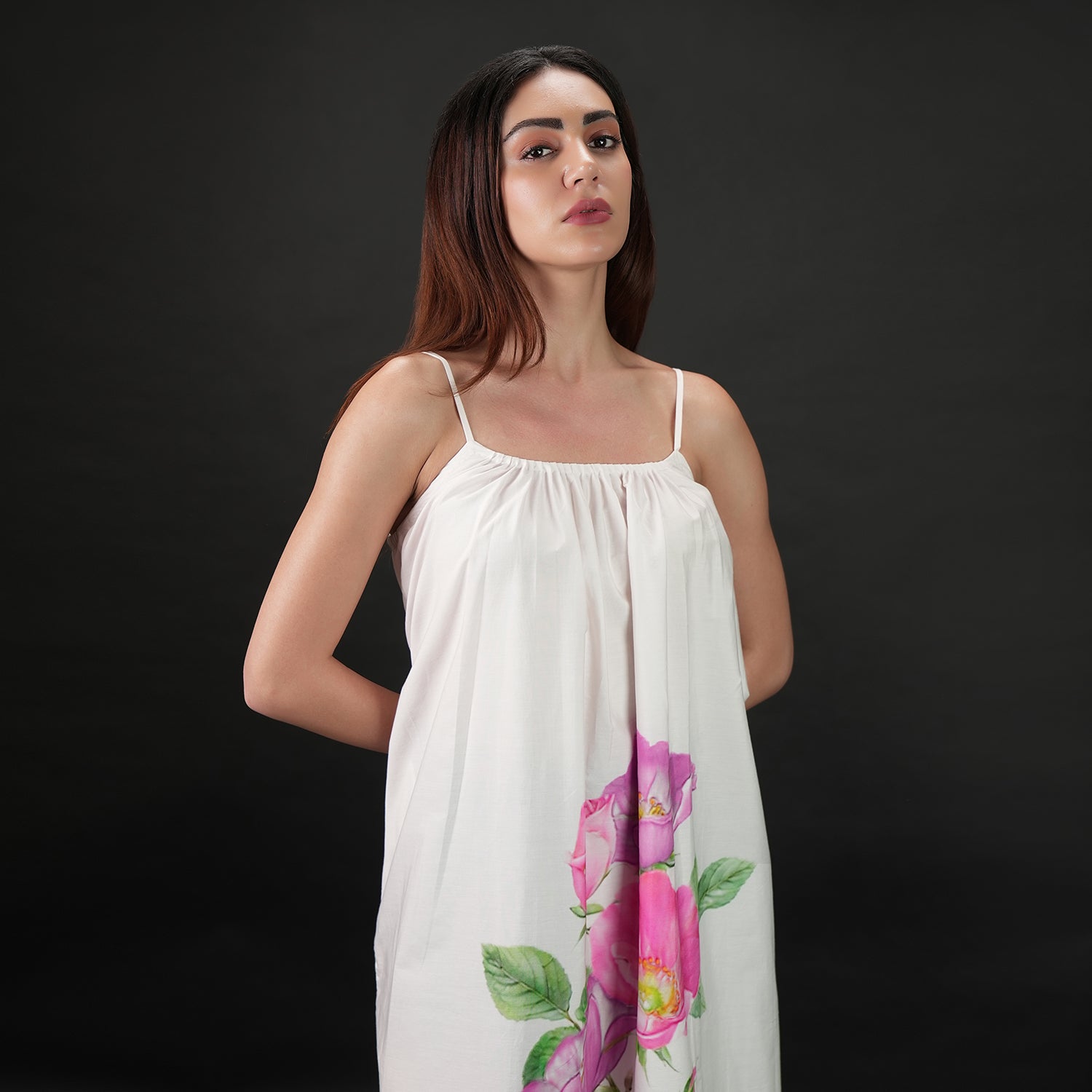 Rosé A Pink Floral Spaghetti Strap Maxi Dress - Pink & Purple