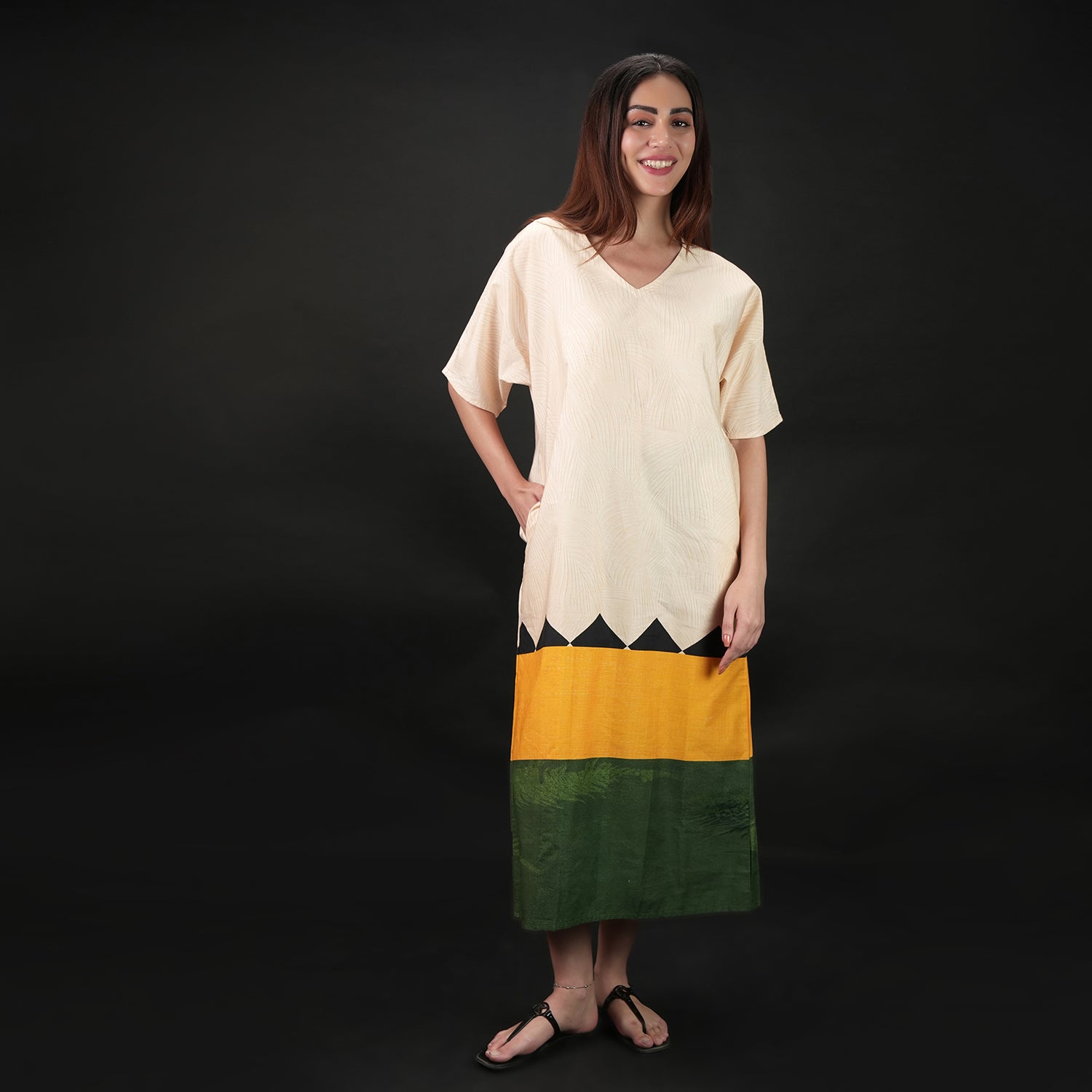Beyond The Horizon Long Kaftan Dress With Pockets