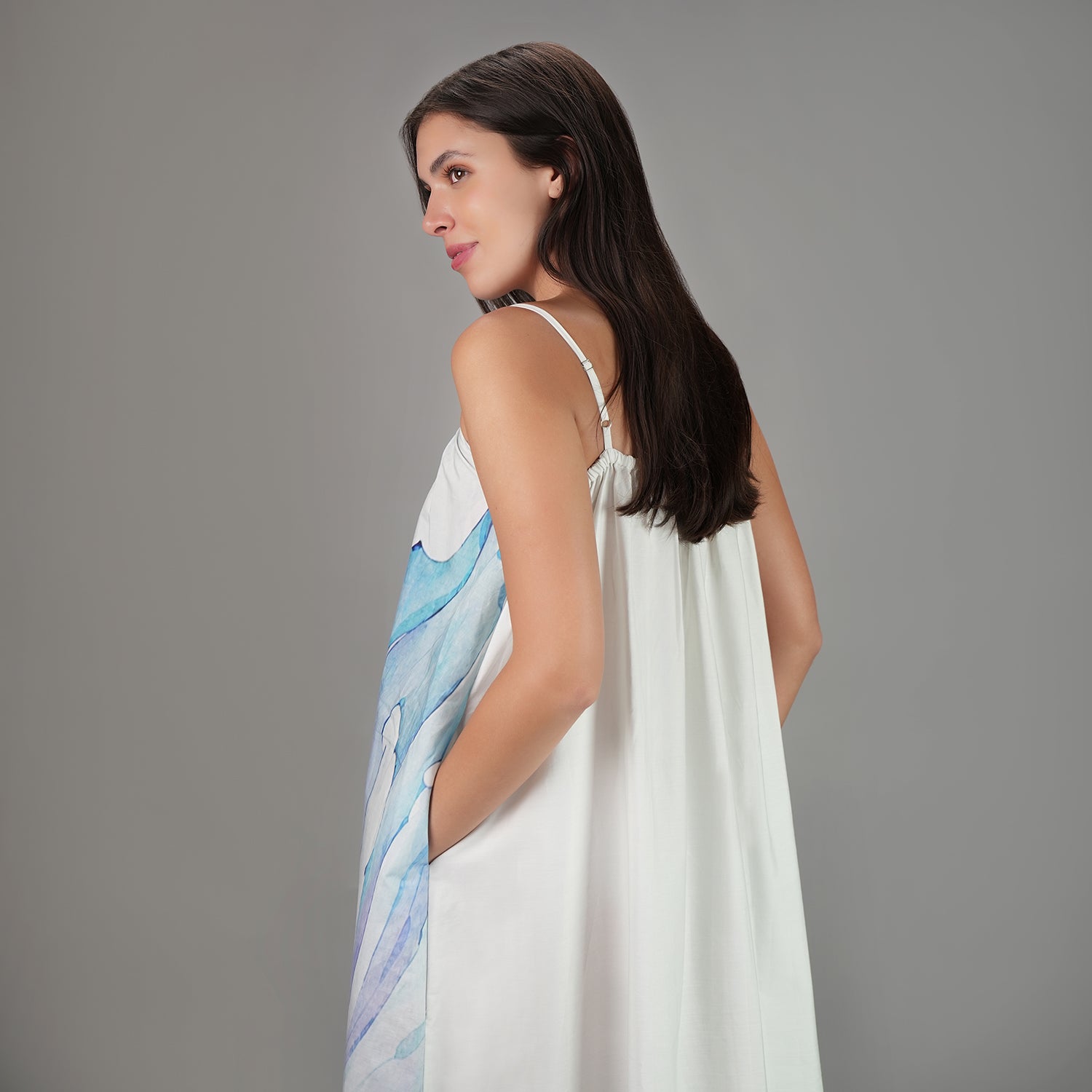 Fleur Botanical Print Maxi Dress Vintage Look - Multicolor