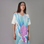 Fleur Watercolour Floral Long Kaftan Dress