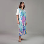 Fleur Watercolour Floral Long Kaftan Dress