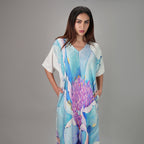 Fleur Watercolour Floral Long Kaftan Dress