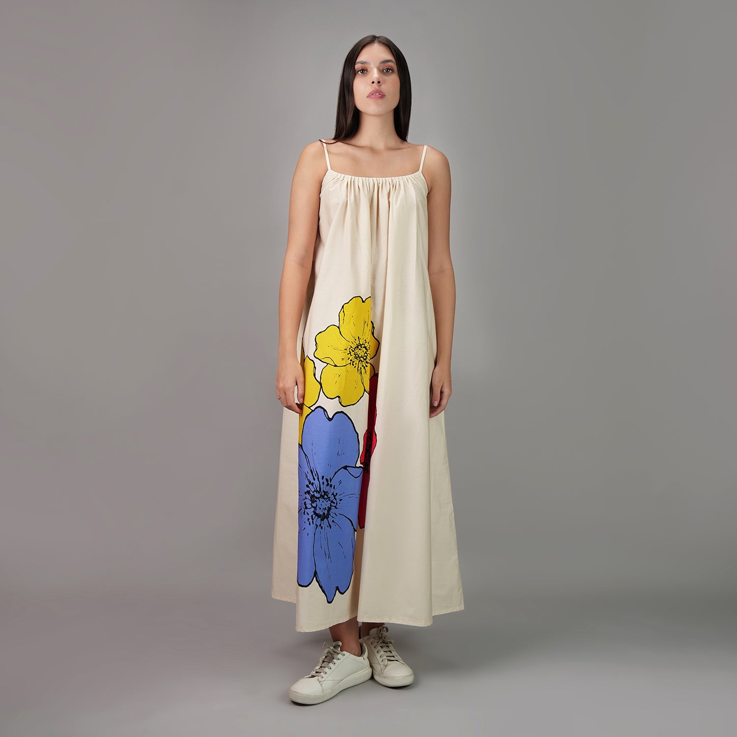 No.3 Floral Art Spaghetti Strap Maxi Dress - Multicolor