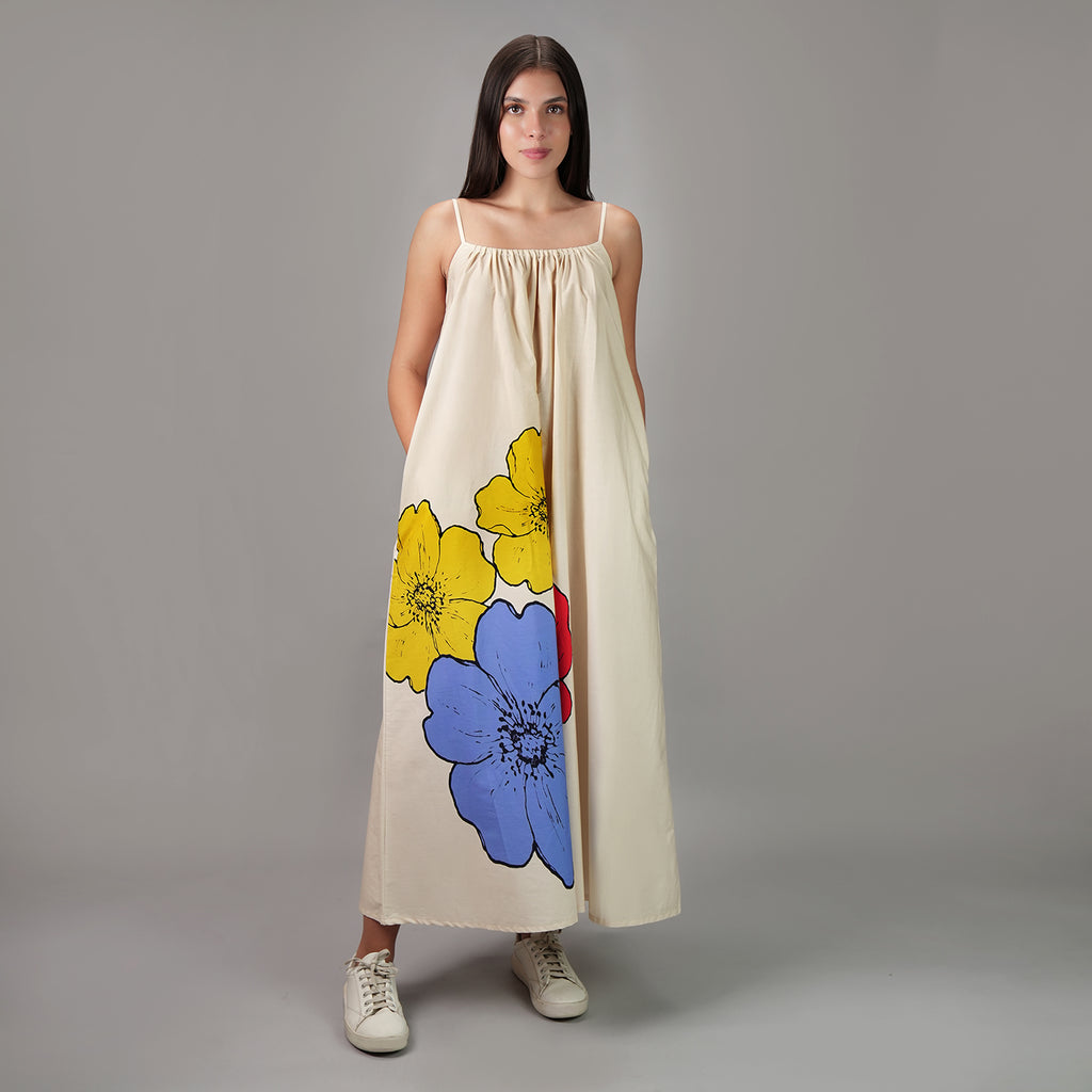 No.3 Floral Art Spaghetti Strap Maxi Dress - Multicolor