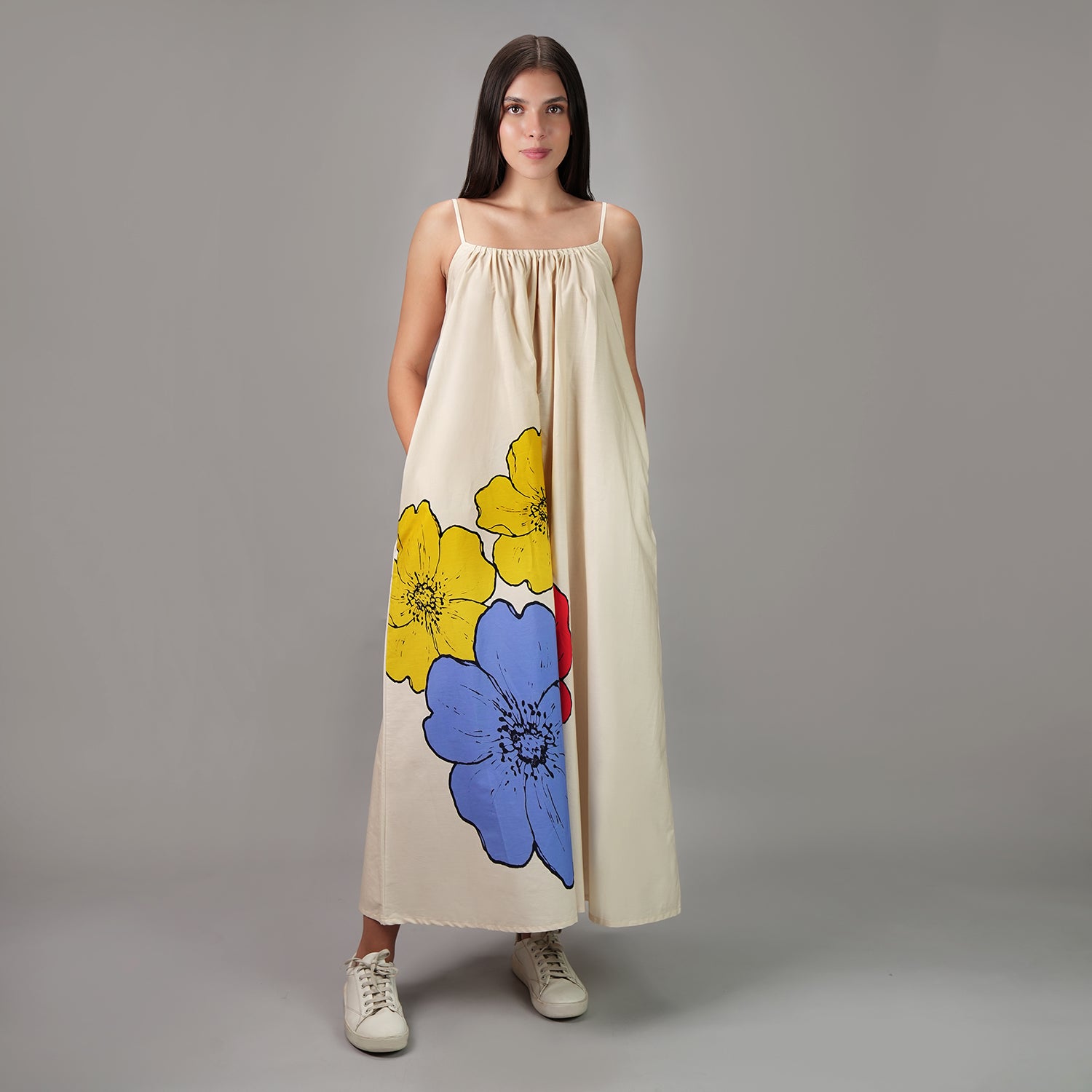 No.3 Floral Art Spaghetti Strap Maxi Dress - Multicolor
