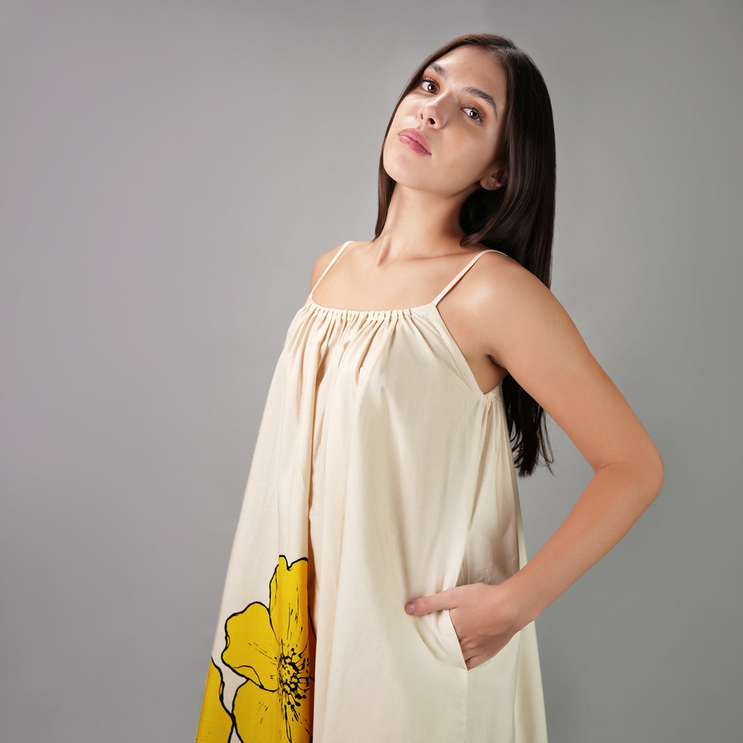 No.3 Floral Art Spaghetti Strap Maxi Dress - Multicolor