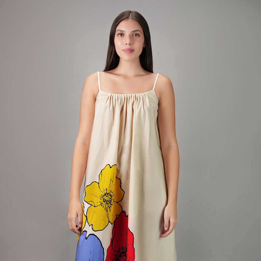 No.3 Floral Art Spaghetti Strap Maxi Dress - Multicolor