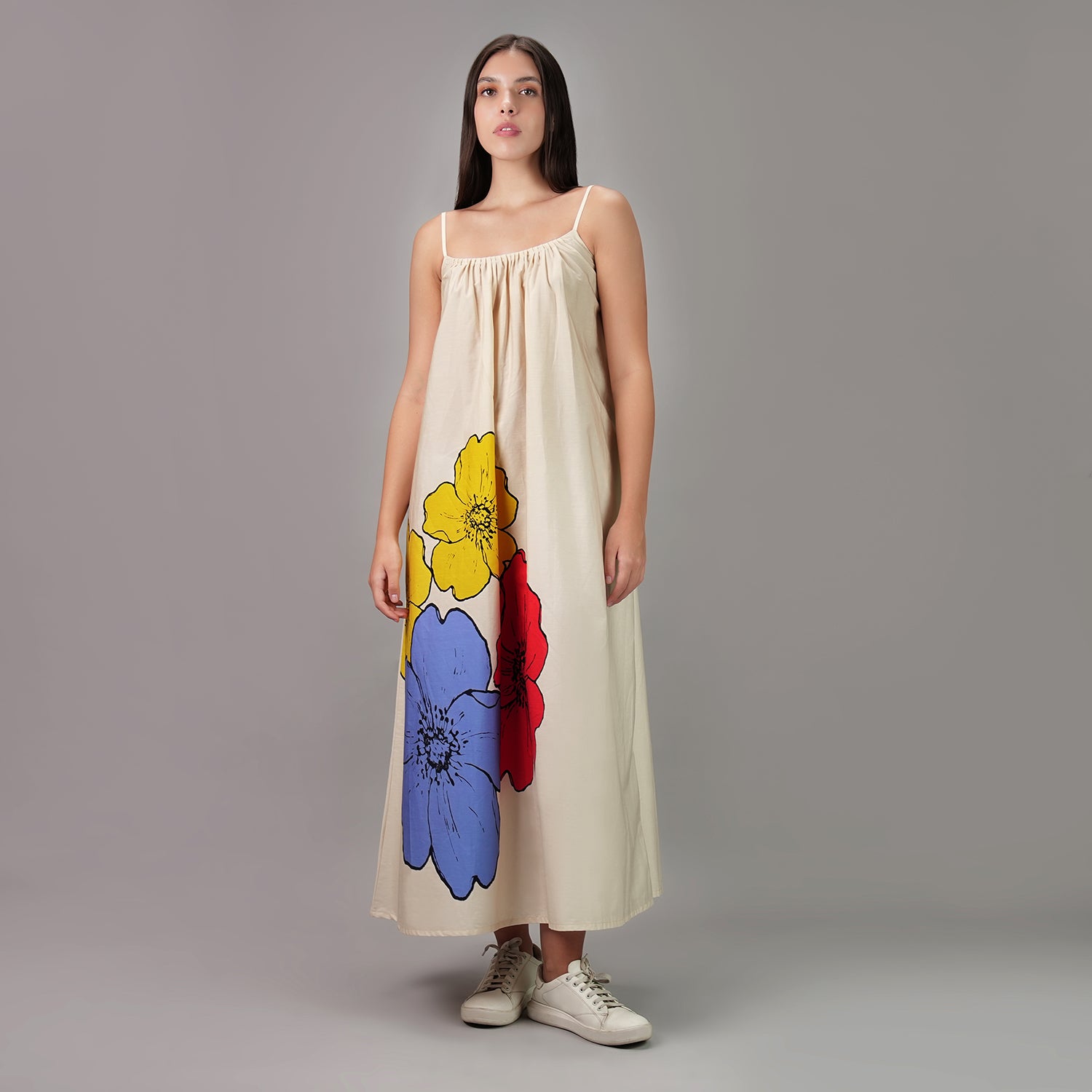 No.3 Floral Art Spaghetti Strap Maxi Dress - Multicolor