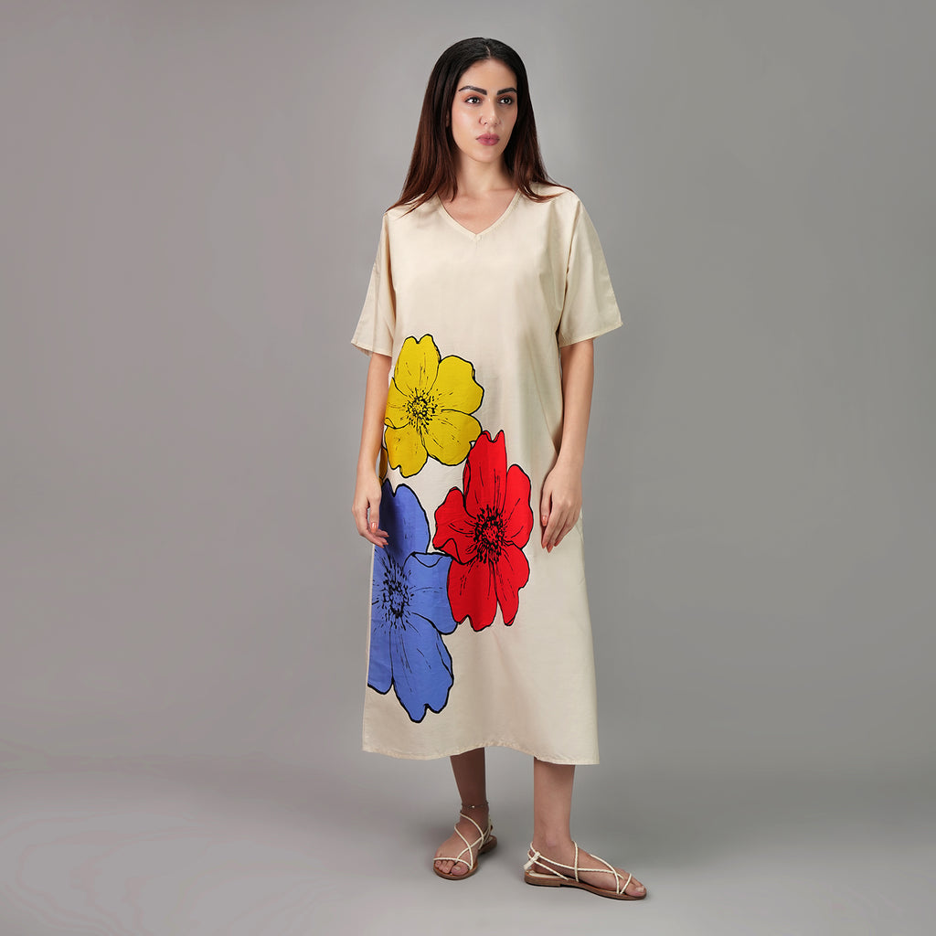 No.3 Floral Art Long Kaftan Dress