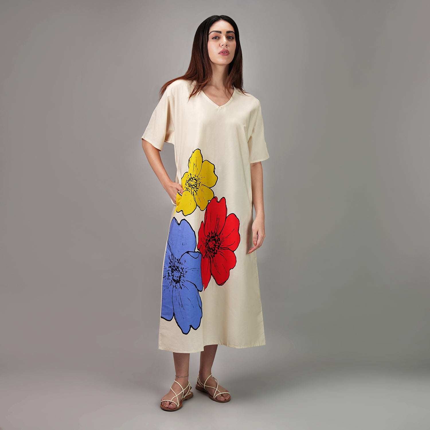 No.3 Floral Art Long Kaftan Dress