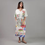 Abode Artistic Bookshelf Long Kaftan Dress - Library Print