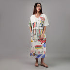 Abode Artistic Bookshelf Long Kaftan Dress - Library Print