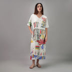 Abode Artistic Bookshelf Long Kaftan Dress - Library Print