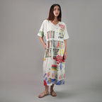 Abode Artistic Bookshelf Long Kaftan Dress - Library Print