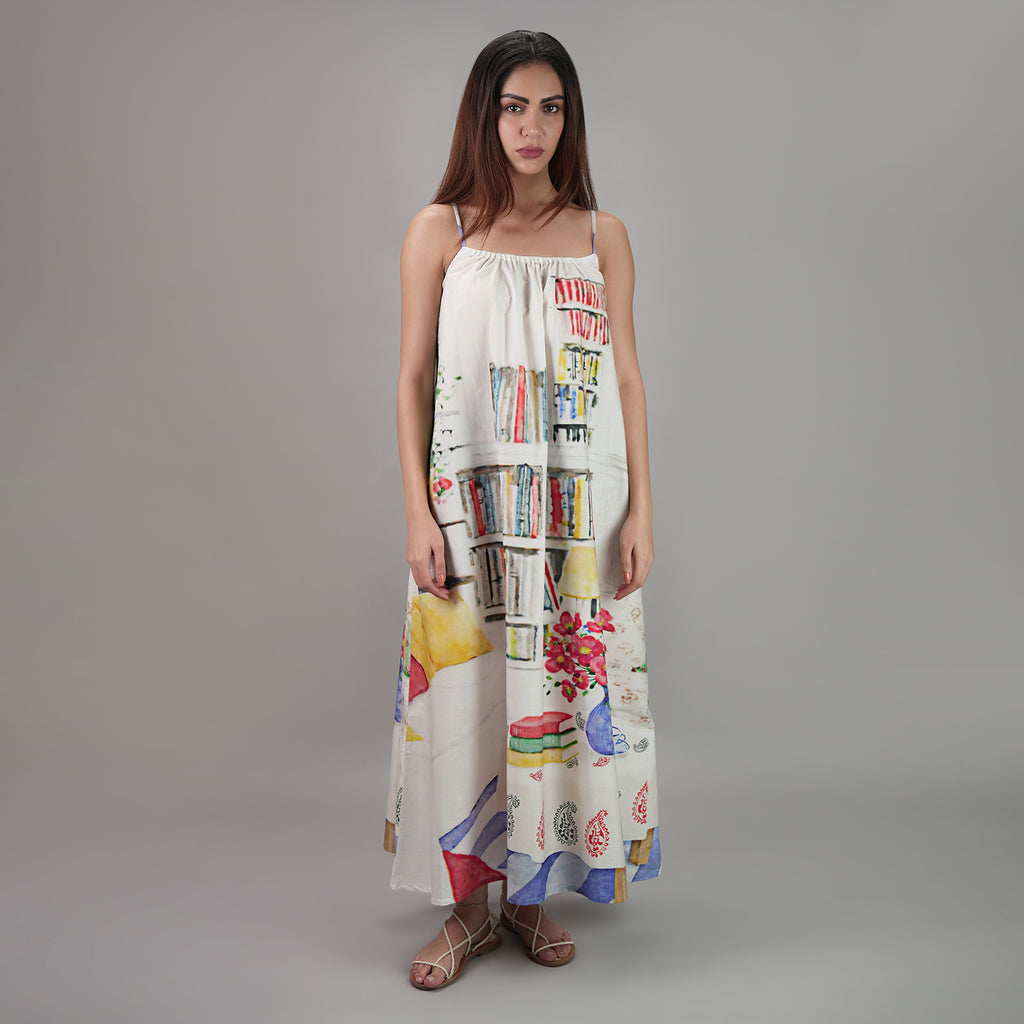 Abode Books & Blooms Vintage Look Maxi Dress