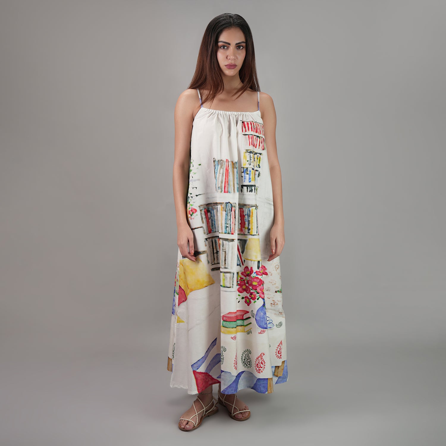 Abode Books & Blooms Vintage Look Maxi Dress