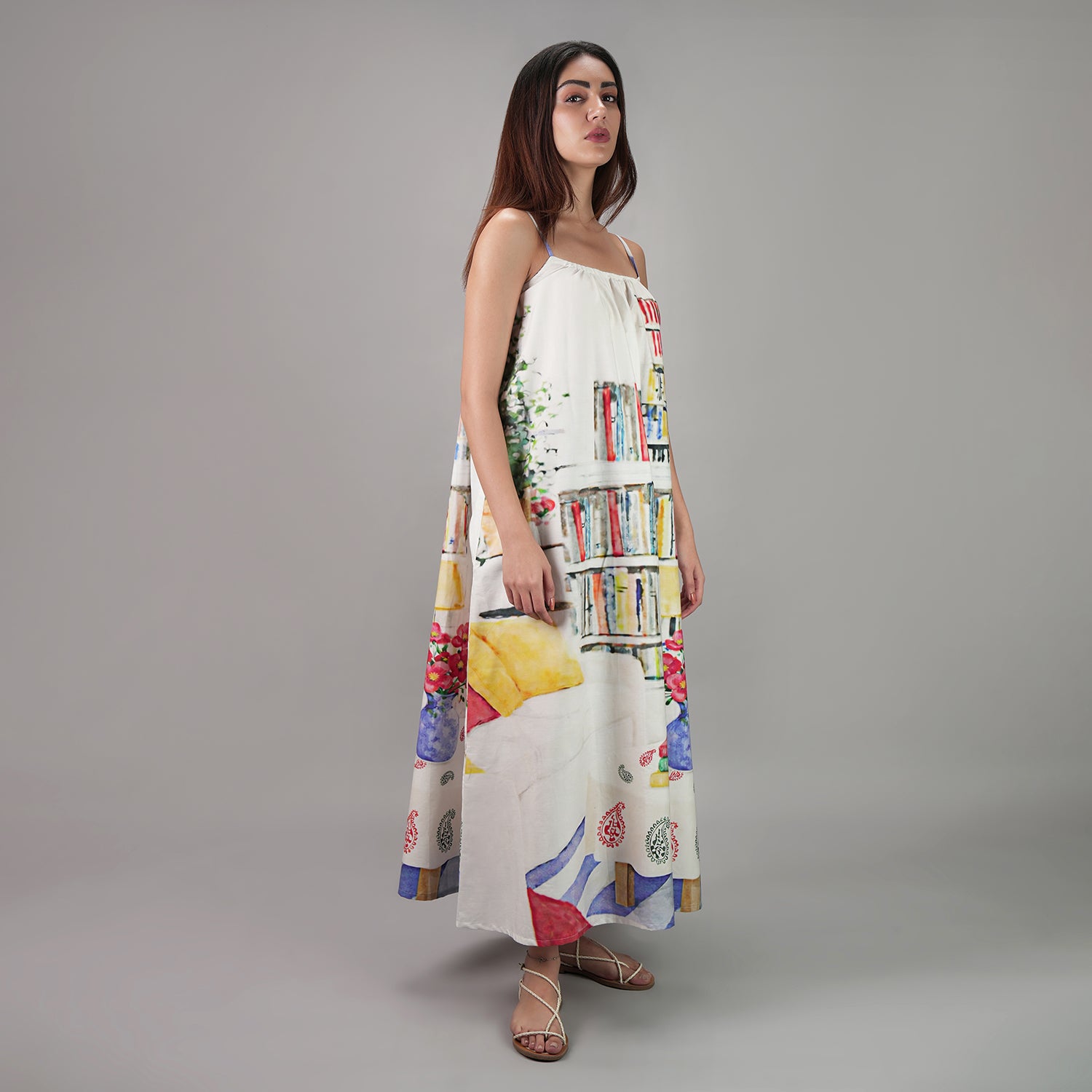 Abode Books & Blooms Vintage Look Maxi Dress