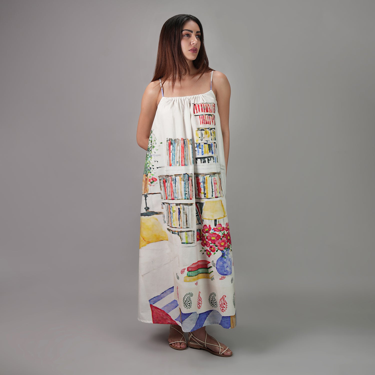 Abode Books & Blooms Vintage Look Maxi Dress