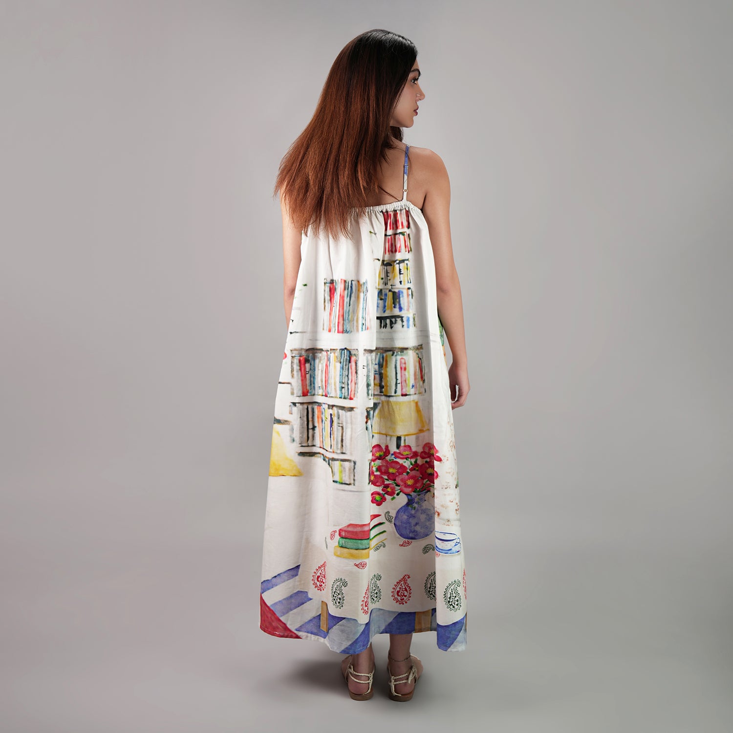 Abode Books & Blooms Vintage Look Maxi Dress