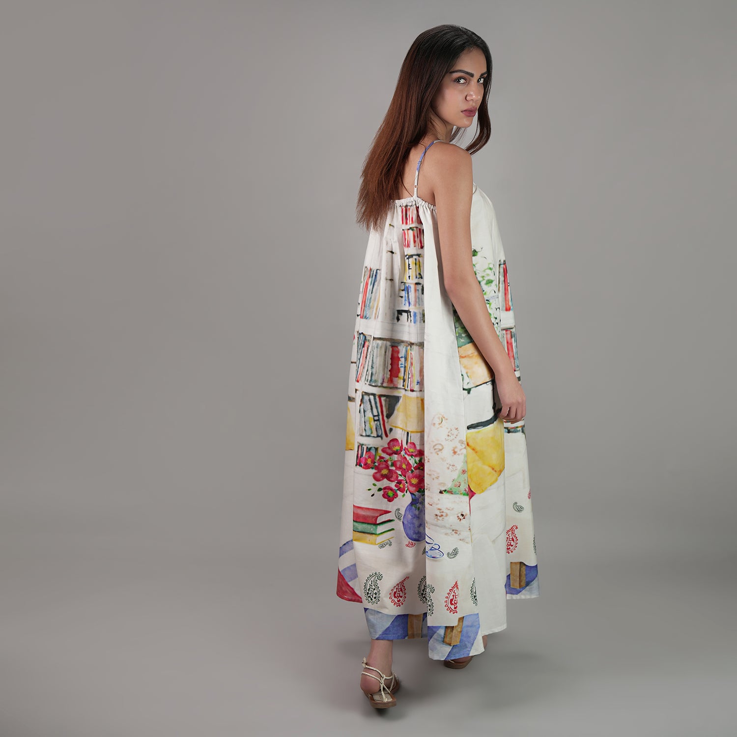 Abode Books & Blooms Vintage Look Maxi Dress