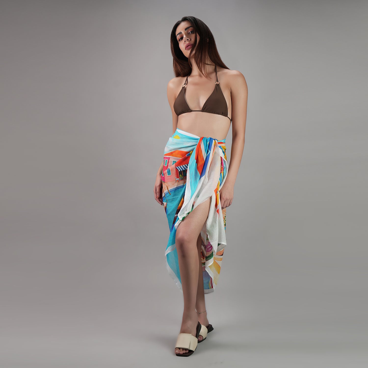 Mediterranean Picnic Resort Cotton Sarong - Multicolour