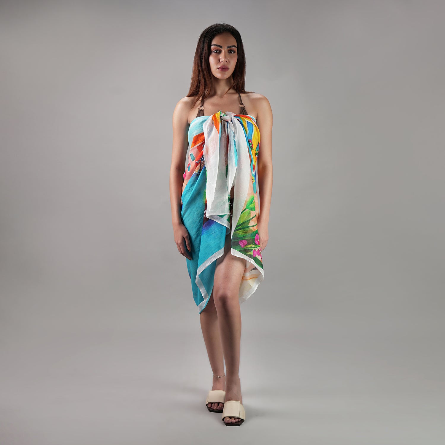 Mediterranean Picnic Resort Cotton Sarong - Multicolour