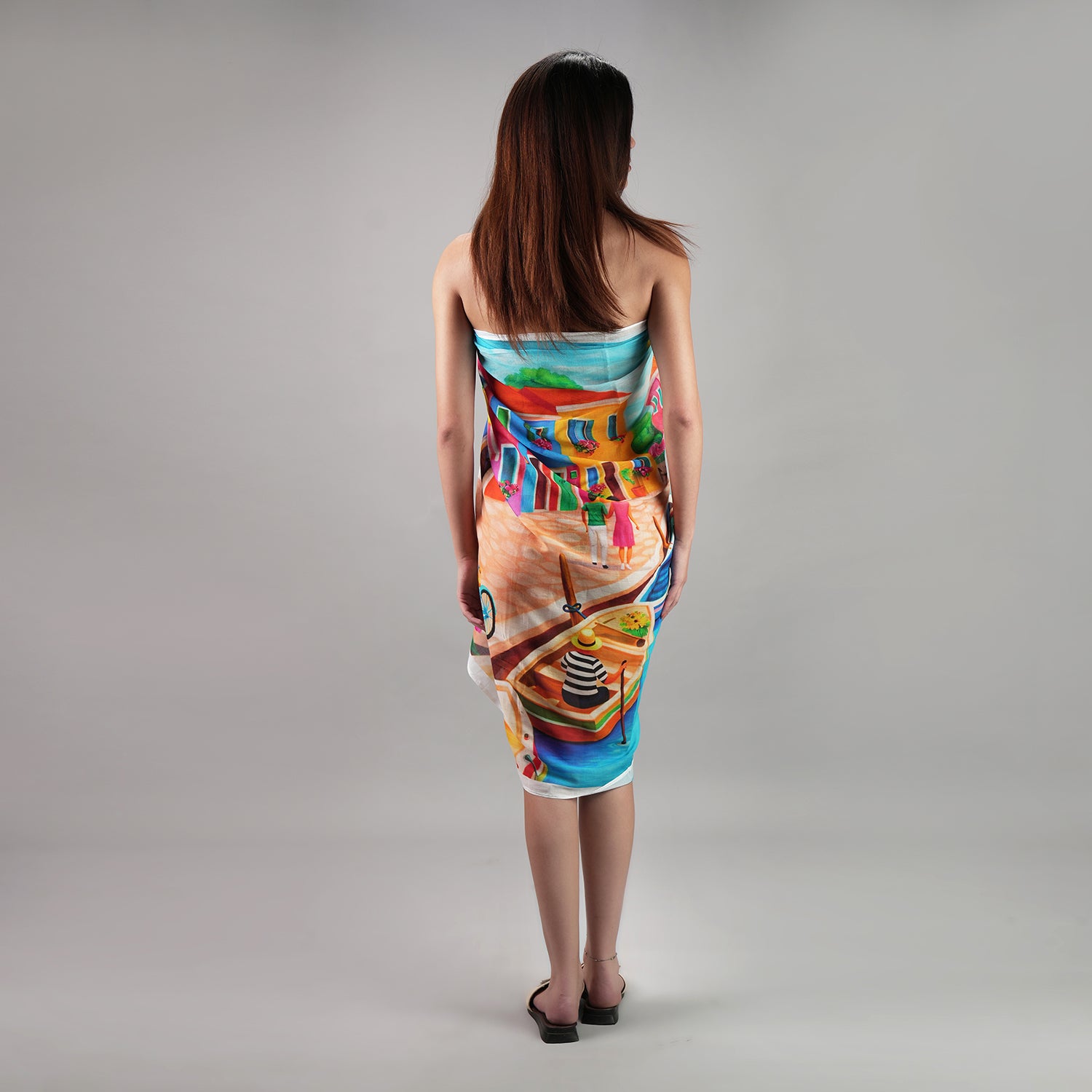 Mediterranean Picnic Resort Cotton Sarong - Multicolour