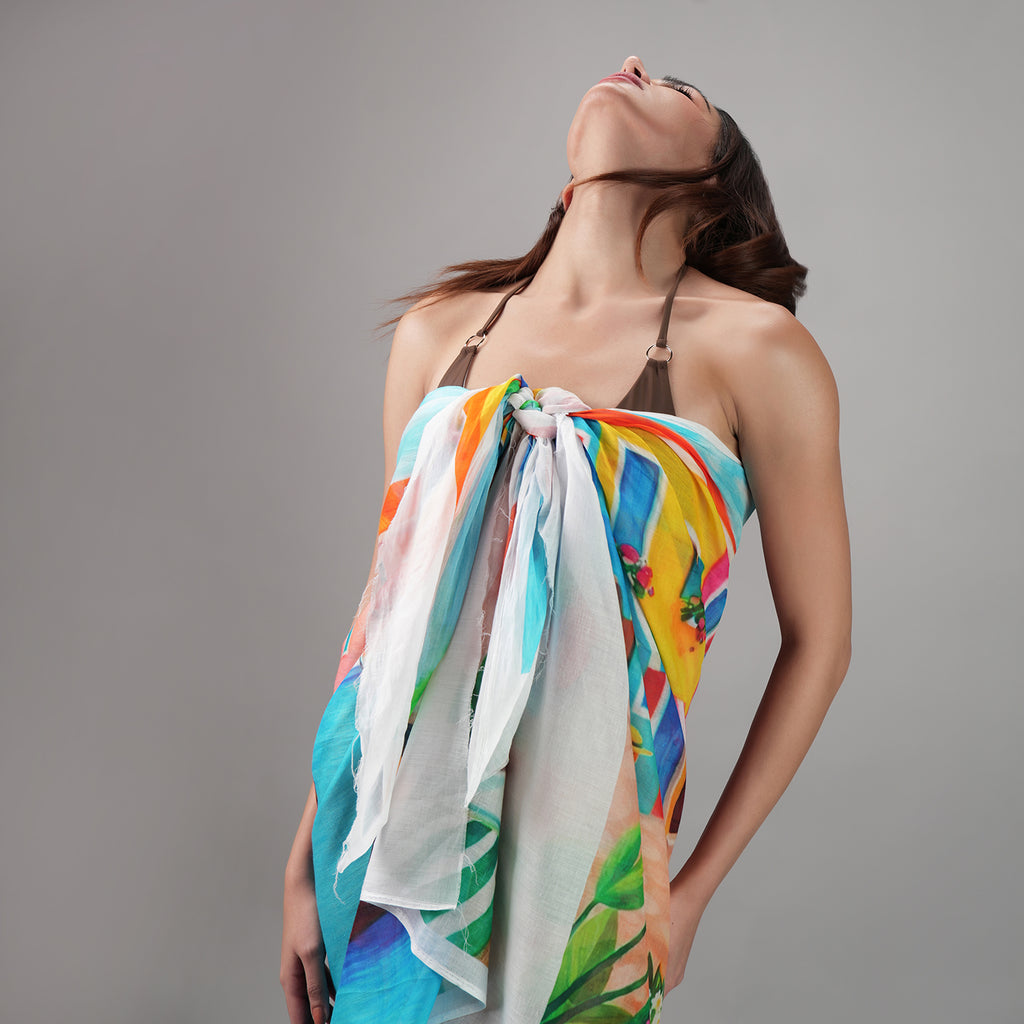 Mediterranean Picnic Resort Cotton Sarong - Multicolour
