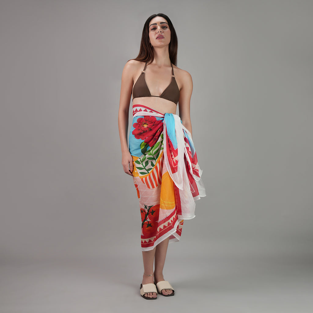 Mediterranean Escape Resort Cotton Sarong -  Multicolour