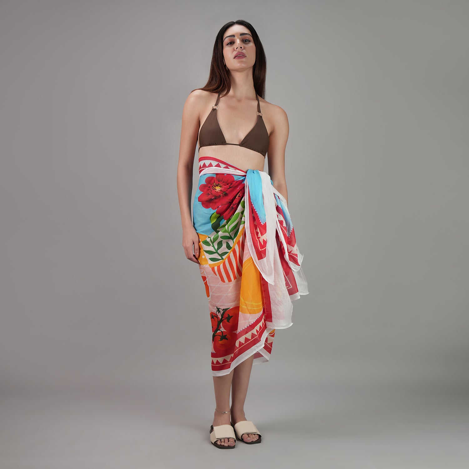 Mediterranean Escape Resort Cotton Sarong -  Multicolour