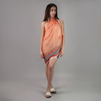 Peach Blossom Floral Resort Cotton Sarong - Peach & Multicolour