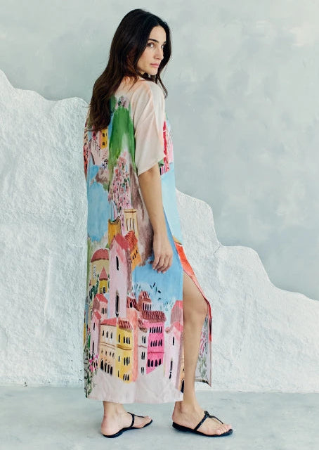 La Riviera Multicolor Long Kaftan With Side Slits