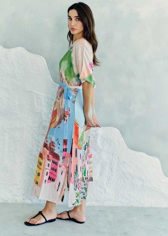 La Riviera Multicolor Long Kaftan With Side Slits