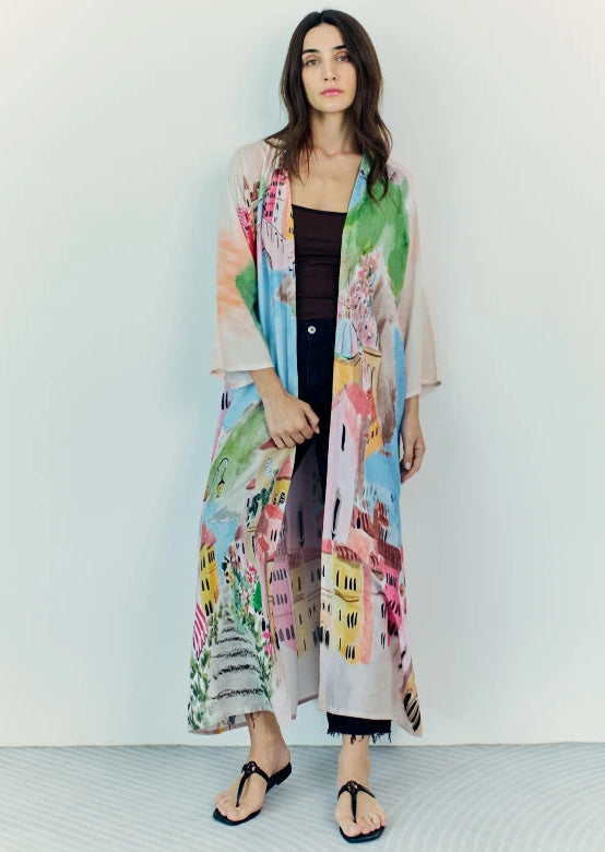 La Riviera Multicolor Long Kimono