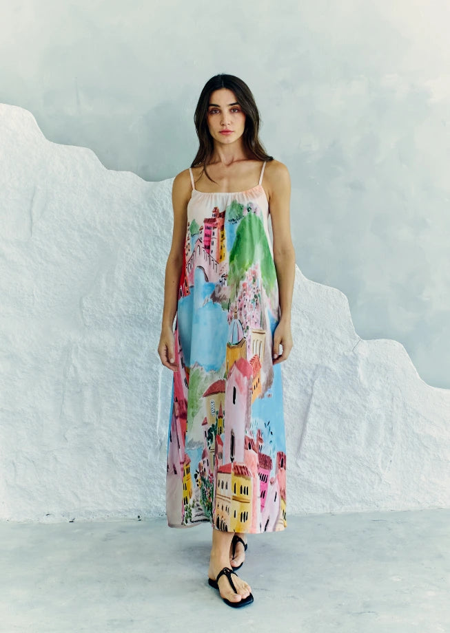 La Riviera Multicolor Spaghetti Strap Maxi Dress