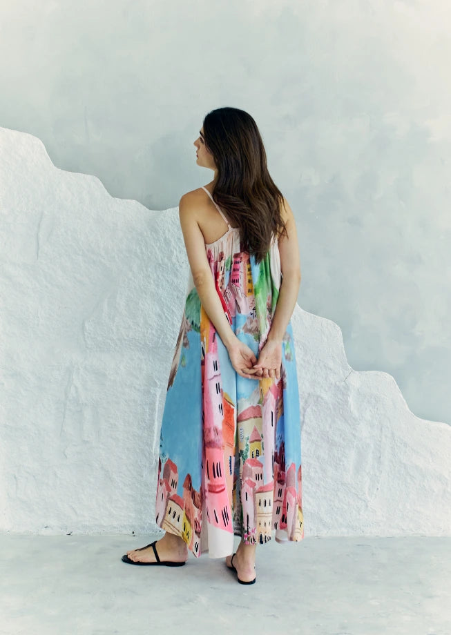 La Riviera Multicolor Spaghetti Strap Maxi Dress