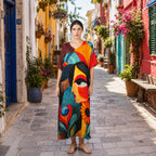 Muse Abstract Art Long Kaftan Dress