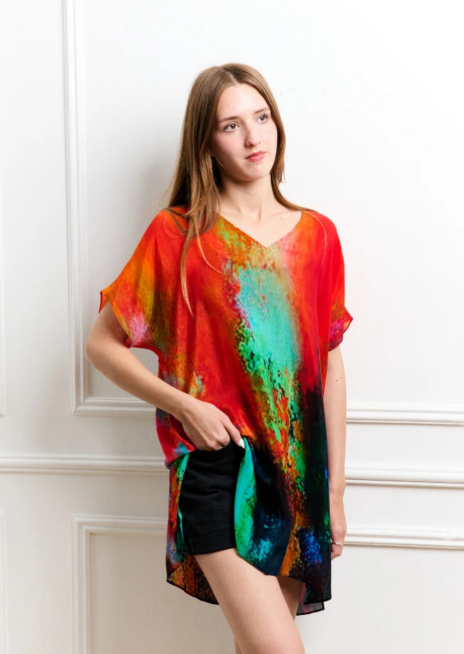 Roar Abstract Print Short kaftan