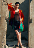 Roar Abstract Print Short kimono