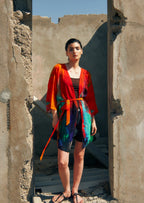 Roar Abstract Print Short kimono