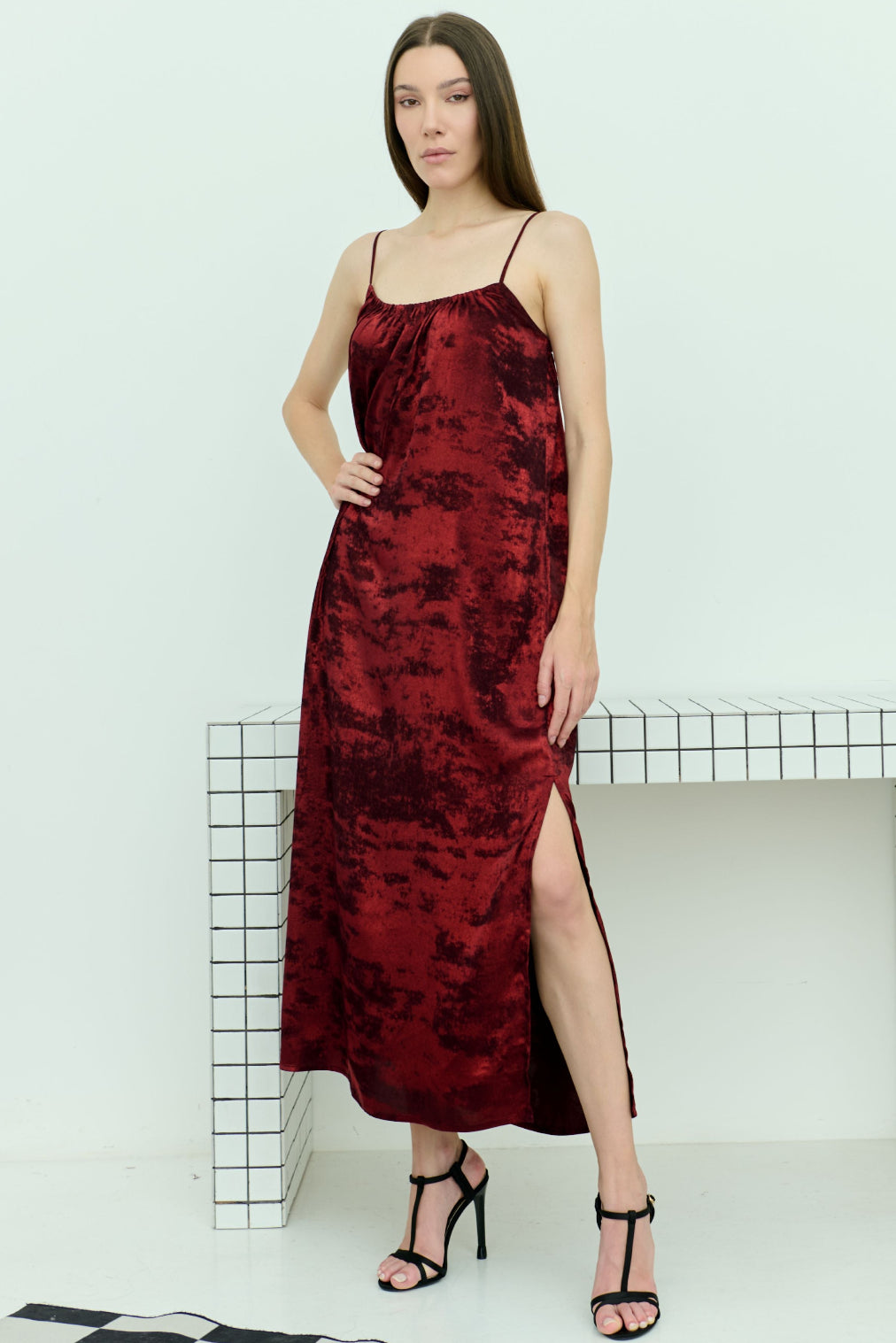 Shadow of Sequin Shimmer Red Maxi Dress