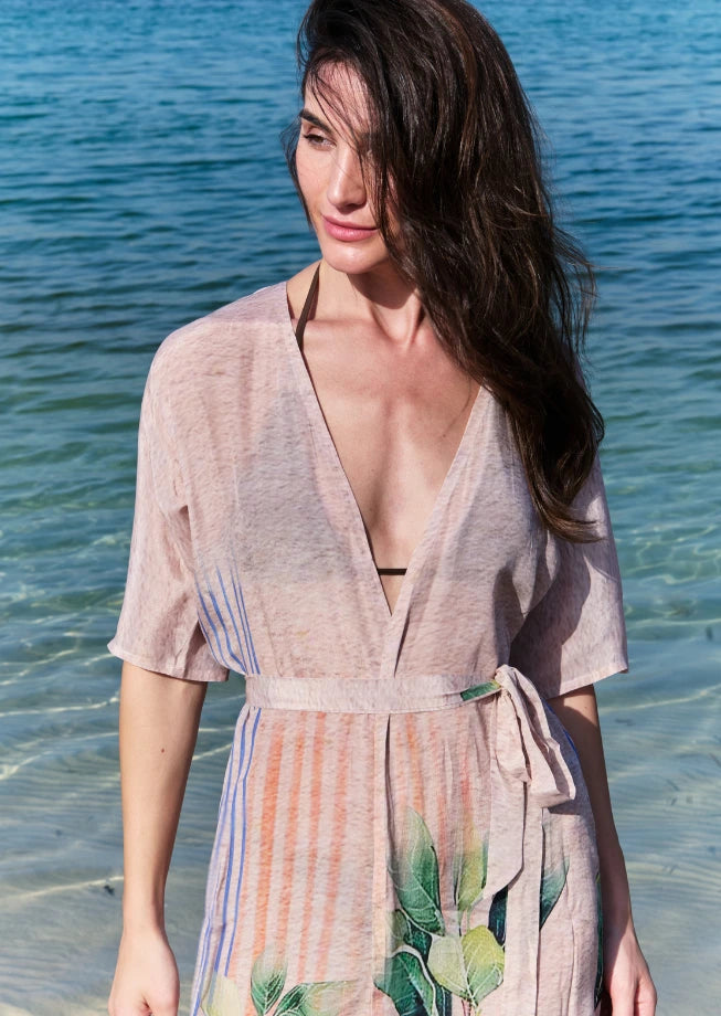 The Breeze Short Sleeves Long Kimono