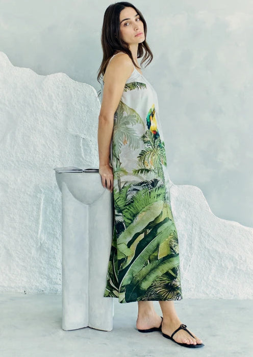Wild Wings Bird In The Jungle Spaghetti Strap Maxi Dress