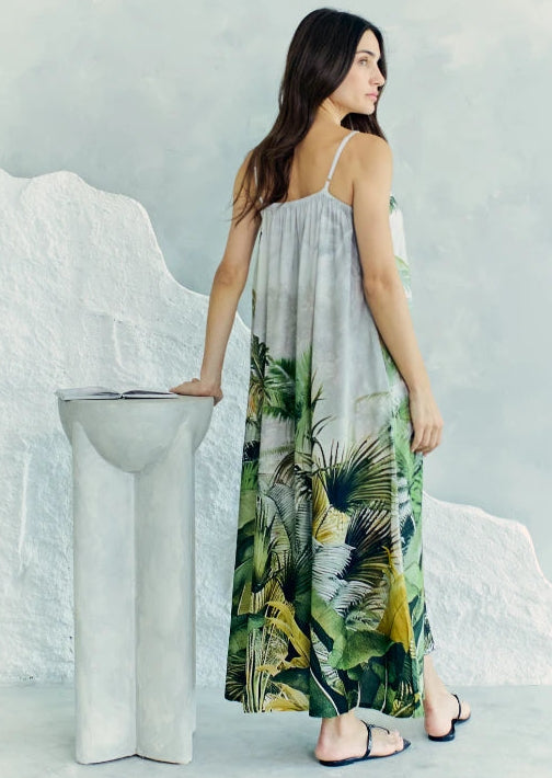 Wild Wings Bird In The Jungle Spaghetti Strap Maxi Dress